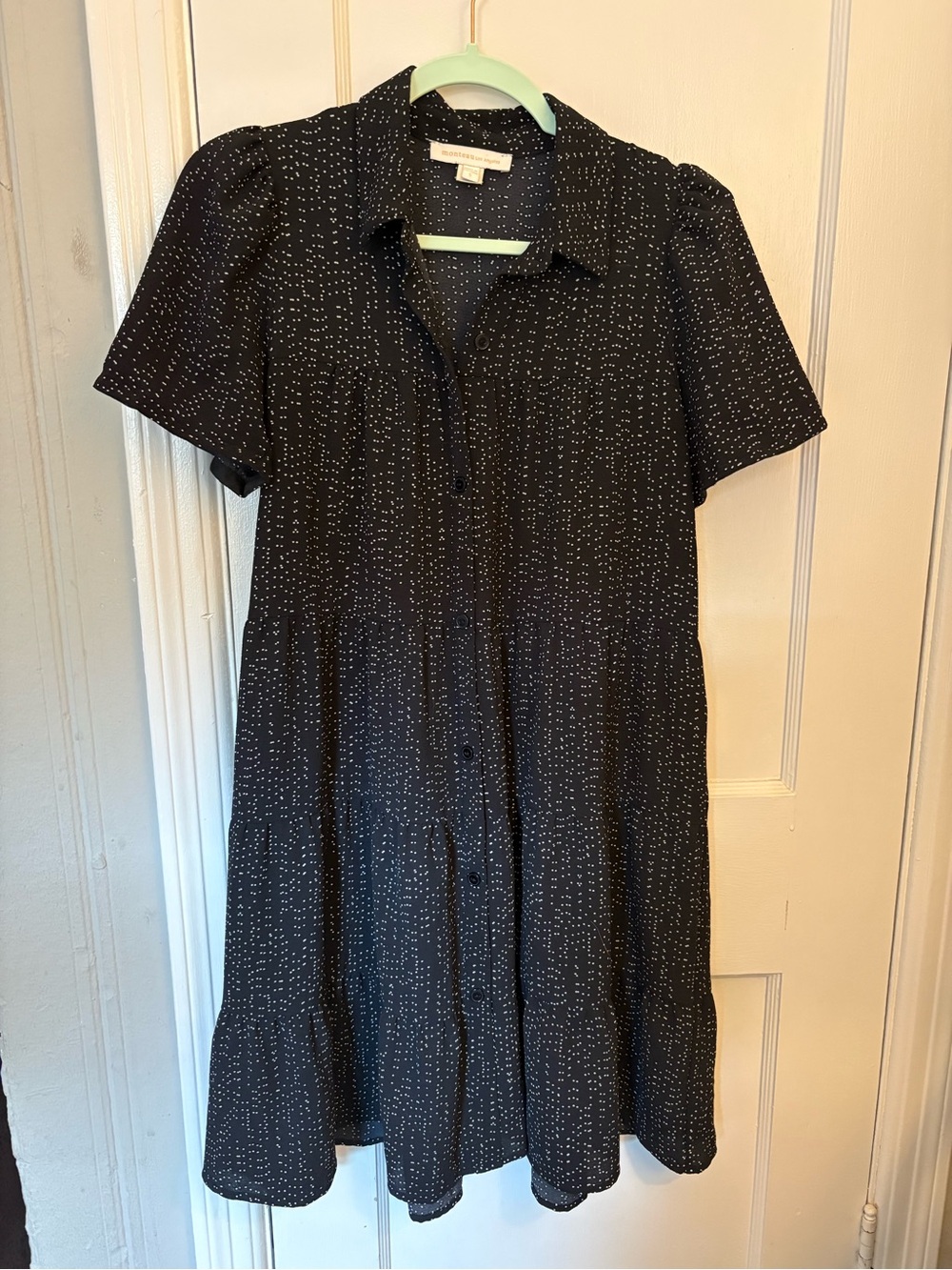 Black Mini Dress with Subtle White Dot Print